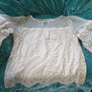 Sundance Sheer Lace Blouse - Cream
